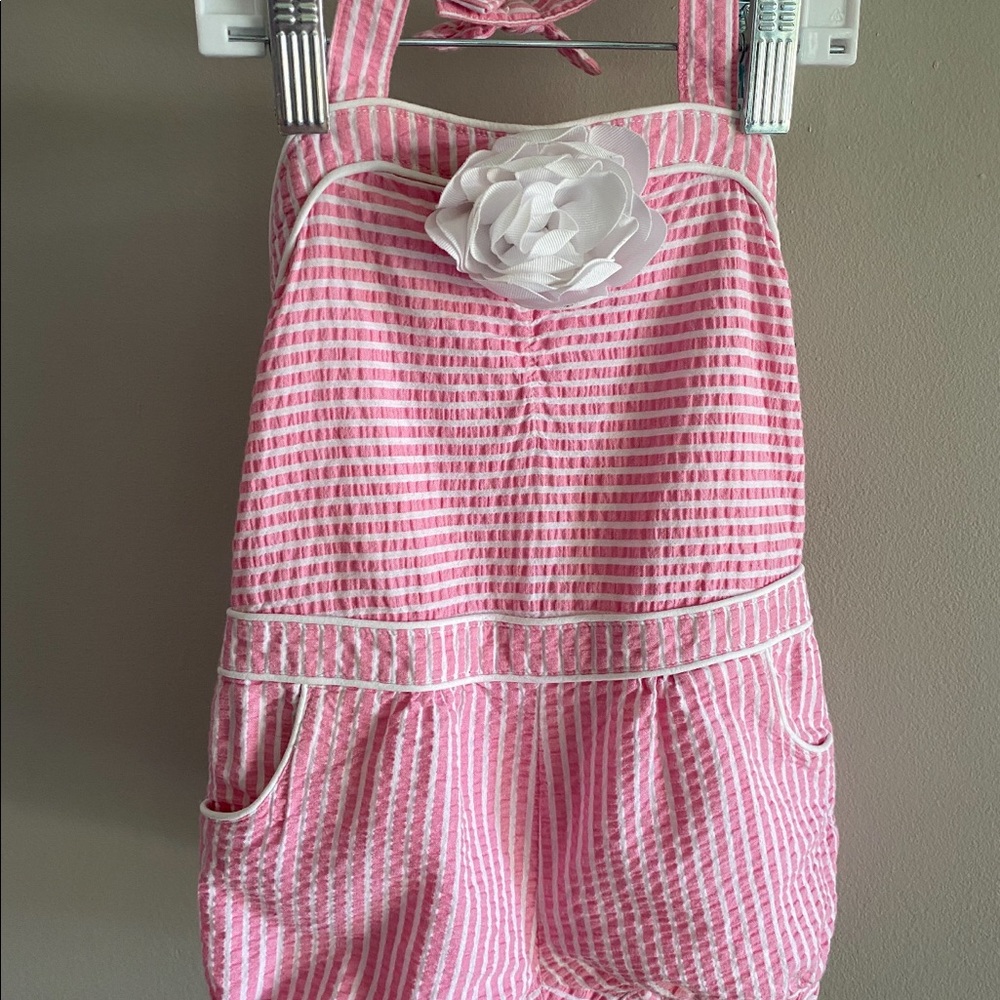 Janie and Jack Pink Striped Seer Sucker